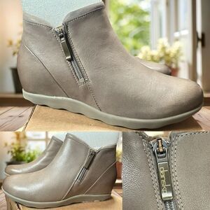 🆕🔥 DANSKO Leather Miki Zippered Boot Bootie TAUPE BURNSIHED Size 39